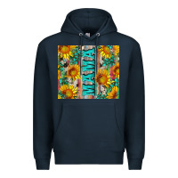 Navy mama wıth sunflowers and gemstone Premium Hoodie - Artiststas