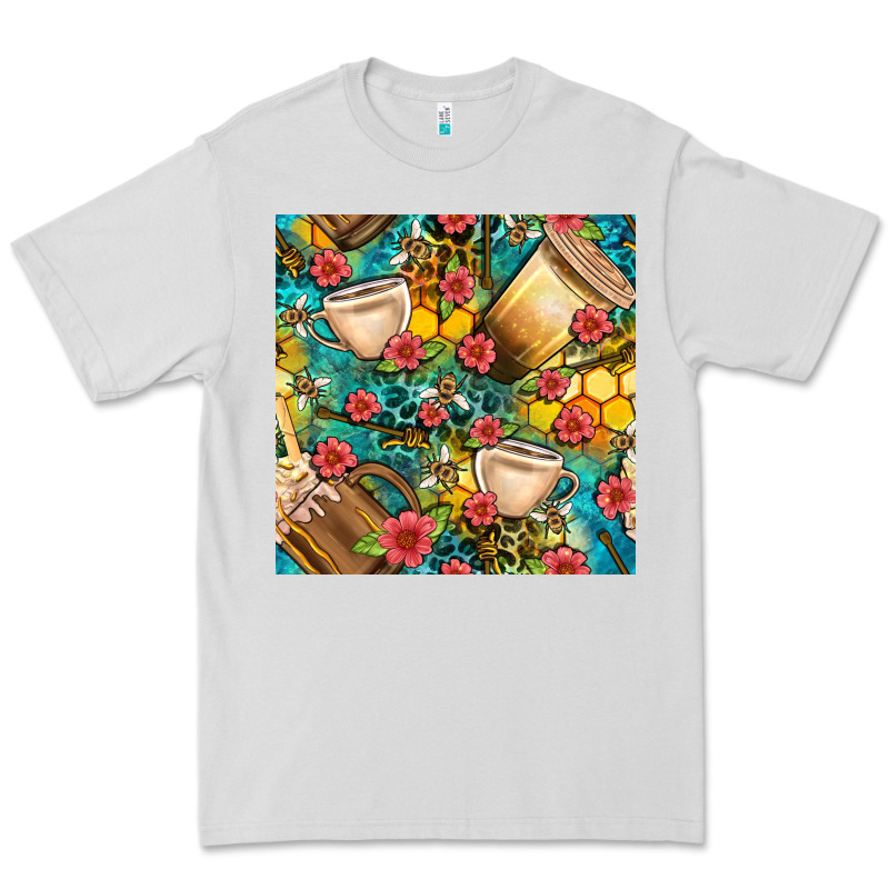 Honey And Bee Coffee Cup With Flowers And Leopard Seamless Pattern Bbs Premium Tee by BundleAndBundleShop | Teevron