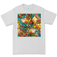 Dove Grey honey and bee coffee cup with flowers and leopard seamless pattern bbs Premium Tee - BundleAndBundleShop