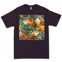 Plum honey and bee coffee cup with flowers and leopard seamless pattern bbs Premium Tee - BundleAndBundleShop