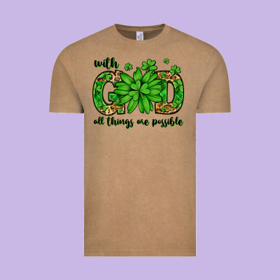 With God All Things Are Possible St. Patrick's Day Vintage Tee Designed By Lillyallendesigns