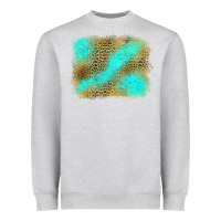 Heather Grey Turquoise Leopard Background Heavyweight Sweatshirt - Jasminsmagicworld