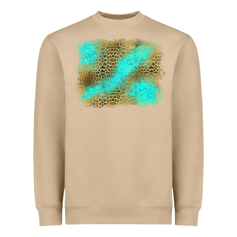 Turquoise Leopard Background Heavyweight Sweatshirt by Jasminsmagicworld | Teevron