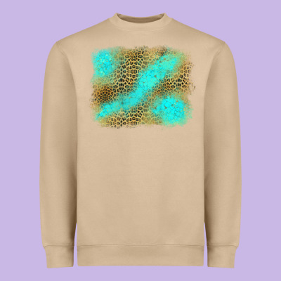 Turquoise Leopard Background Heavyweight Sweatshirt Designed By Jasminsmagicworld
