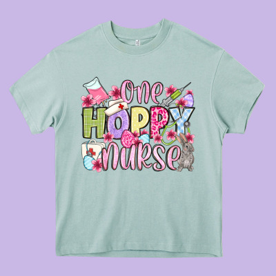 Easter Day One Hoppy Nurse Heavy Core Tee Designed By Oliviacreatesart