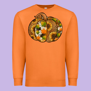 Leopard Cowhide Sunflower Pumpkin Premium Sweatshirt Designed By Jasminsmagicworld