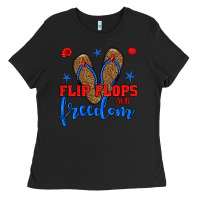 Black flip flops and freedom Ladies Tee - BundleAndBundleShop