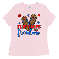 Bubblegum Pink flip flops and freedom Ladies Tee - BundleAndBundleShop