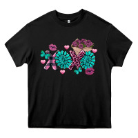 Black Xoxo Valentine's Day turquoise gemstone Heavy Core Tee - FaDigitalArtStudio