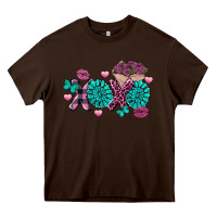 Chocolate Brown Xoxo Valentine's Day turquoise gemstone Heavy Core Tee - FaDigitalArtStudio