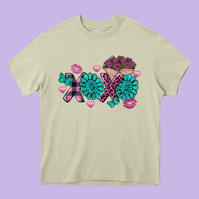 Xoxo Valentine's Day Turquoise Gemstone Heavy Core Tee Designed By Fadigitalartstudio