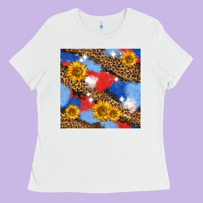 Western 4th Of July Seamless Pattern Ladies Tee Designed By Bundleandbundleshop