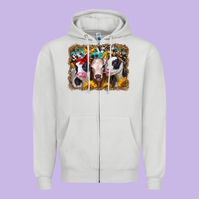 Western Sunflower Heifers Zipper Hoodie Designed By Jasminsmagicworld