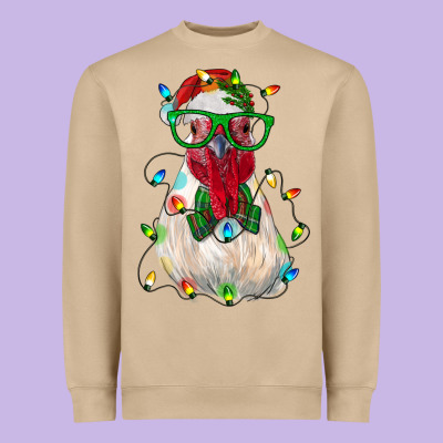 Christmas Rooster Heavyweight Sweatshirt Designed By Ranaportraitstore