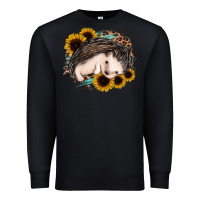 Black sleeping hedgehog sunflower leopard Premium Sweatshirt - Jasminsmagicworld