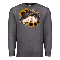 Charcoal Heather sleeping hedgehog sunflower leopard Premium Sweatshirt - Jasminsmagicworld