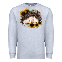 Heather Grey sleeping hedgehog sunflower leopard Premium Sweatshirt - Jasminsmagicworld