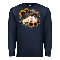Navy sleeping hedgehog sunflower leopard Premium Sweatshirt - Jasminsmagicworld