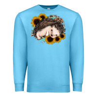 Ocean Blue sleeping hedgehog sunflower leopard Premium Sweatshirt - Jasminsmagicworld