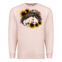 Pale Pink sleeping hedgehog sunflower leopard Premium Sweatshirt - Jasminsmagicworld