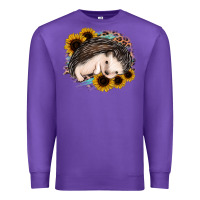 Purple sleeping hedgehog sunflower leopard Premium Sweatshirt - Jasminsmagicworld