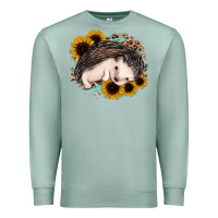 Seafoam sleeping hedgehog sunflower leopard Premium Sweatshirt - Jasminsmagicworld