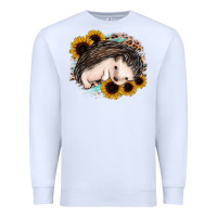 White sleeping hedgehog sunflower leopard Premium Sweatshirt - Jasminsmagicworld