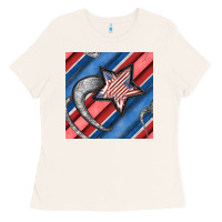 Bone stripes & stars seamless pattern Ladies Tee - BundleAndBundleShop