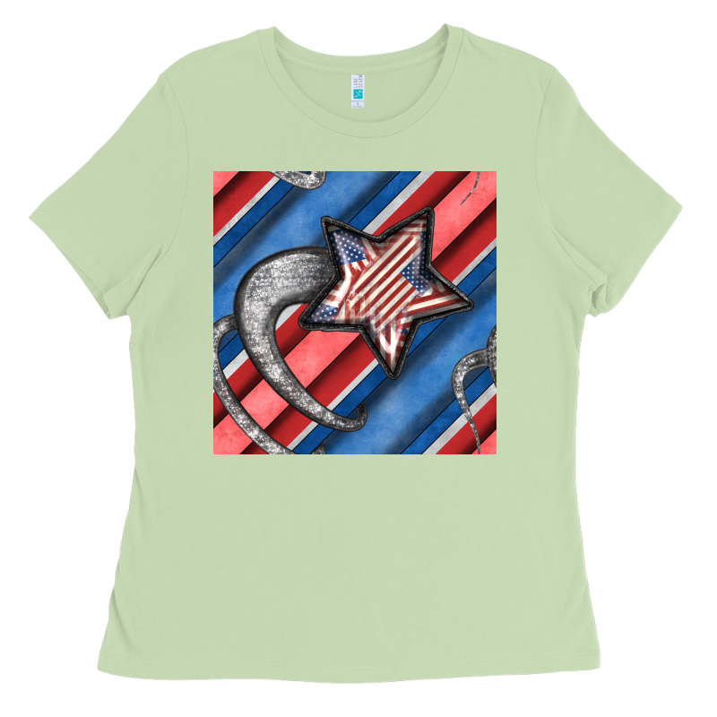 Stripes & Stars Seamless Pattern Ladies Tee by BundleAndBundleShop | Teevron