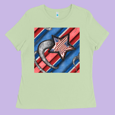 Stripes & Stars Seamless Pattern Ladies Tee Designed By Bundleandbundleshop