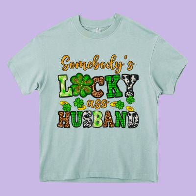 St. Patrick's Somebody's Lucky As Husband Heavy Core Tee Designed By Oliviacreatesart