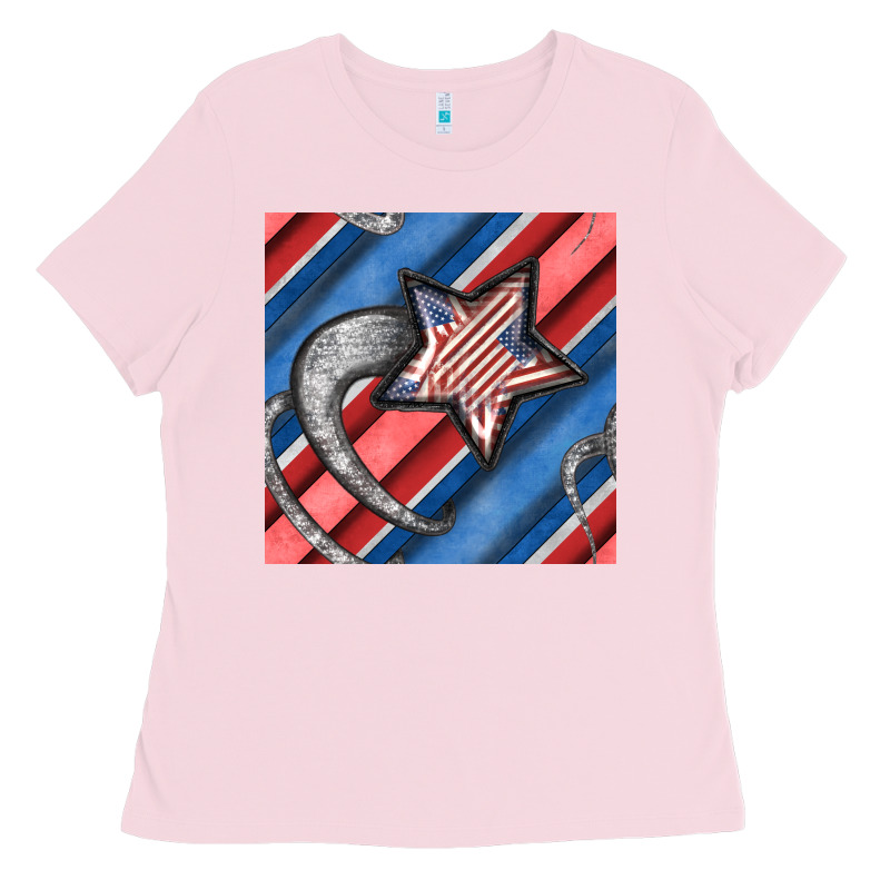 Stripes & Stars Seamless Pattern Ladies Tee by BundleAndBundleShop | Teevron