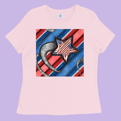 Stripes & Stars Seamless Pattern Ladies Tee Designed By Bundleandbundleshop