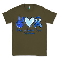 Army Green Peace Love Cure Colon Cancer Classic Tee - Jasminsmagicworld