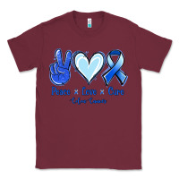 Burgundy Peace Love Cure Colon Cancer Classic Tee - Jasminsmagicworld