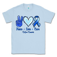 Dusty Blue Peace Love Cure Colon Cancer Classic Tee - Jasminsmagicworld