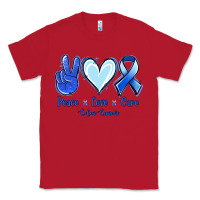 Red Peace Love Cure Colon Cancer Classic Tee - Jasminsmagicworld