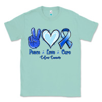 Seafoam Peace Love Cure Colon Cancer Classic Tee - Jasminsmagicworld