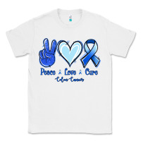 White Peace Love Cure Colon Cancer Classic Tee - Jasminsmagicworld