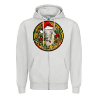 Dove Grey Christmas Goat Zipper Hoodie - RanaPortraitStore