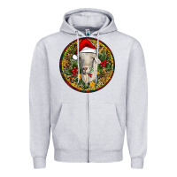 Heather Grey Christmas Goat Zipper Hoodie - RanaPortraitStore