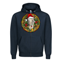 Navy Christmas Goat Zipper Hoodie - RanaPortraitStore