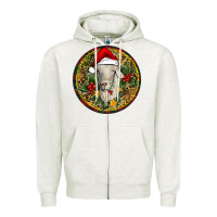 Oatmeal Heather Christmas Goat Zipper Hoodie - RanaPortraitStore