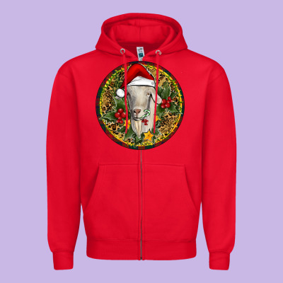Christmas Goat Zipper Hoodie Designed By Ranaportraitstore