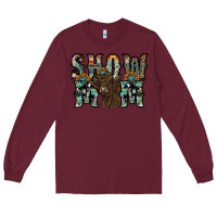 Burgundy show mom highland cow Long Sleeve Tee - SublimationCraftShop