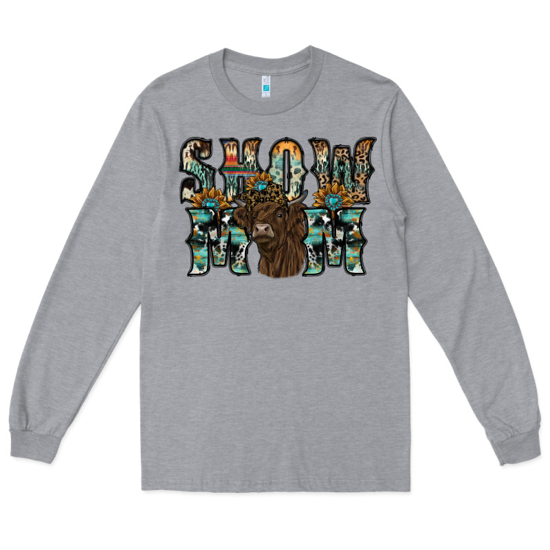 Show Mom Highland Cow Long Sleeve Tee by SublimationCraftShop | Teevron