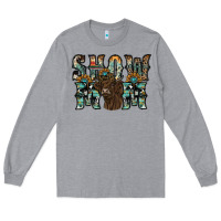 Heather Grey show mom highland cow Long Sleeve Tee - SublimationCraftShop