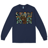 Navy show mom highland cow Long Sleeve Tee - SublimationCraftShop