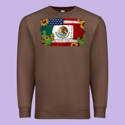 Mexican American Flag Background Premium Sweatshirt Designed By Jasminsmagicworld