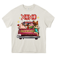 Cream Valentine's Day Truck Farm Animals Cupid XOXO Heavy Core Tee - FaDigitalArtStudio
